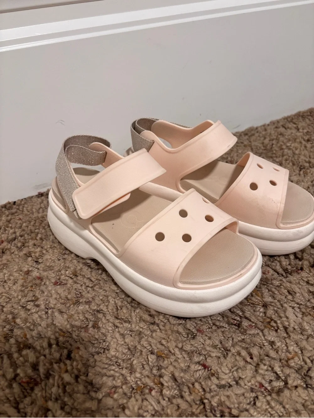 CROCS Kids Blush Pink Platform Sandals